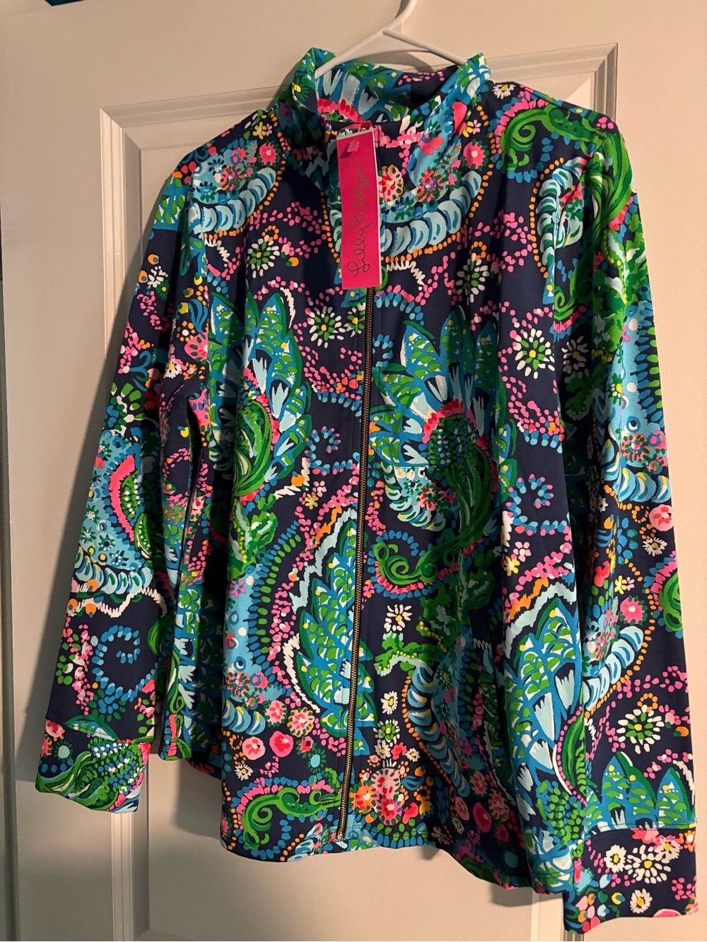 Lilly Pulitzer UPF 50+ Navy Paisley-Print ZipJacket with Bright Florals
